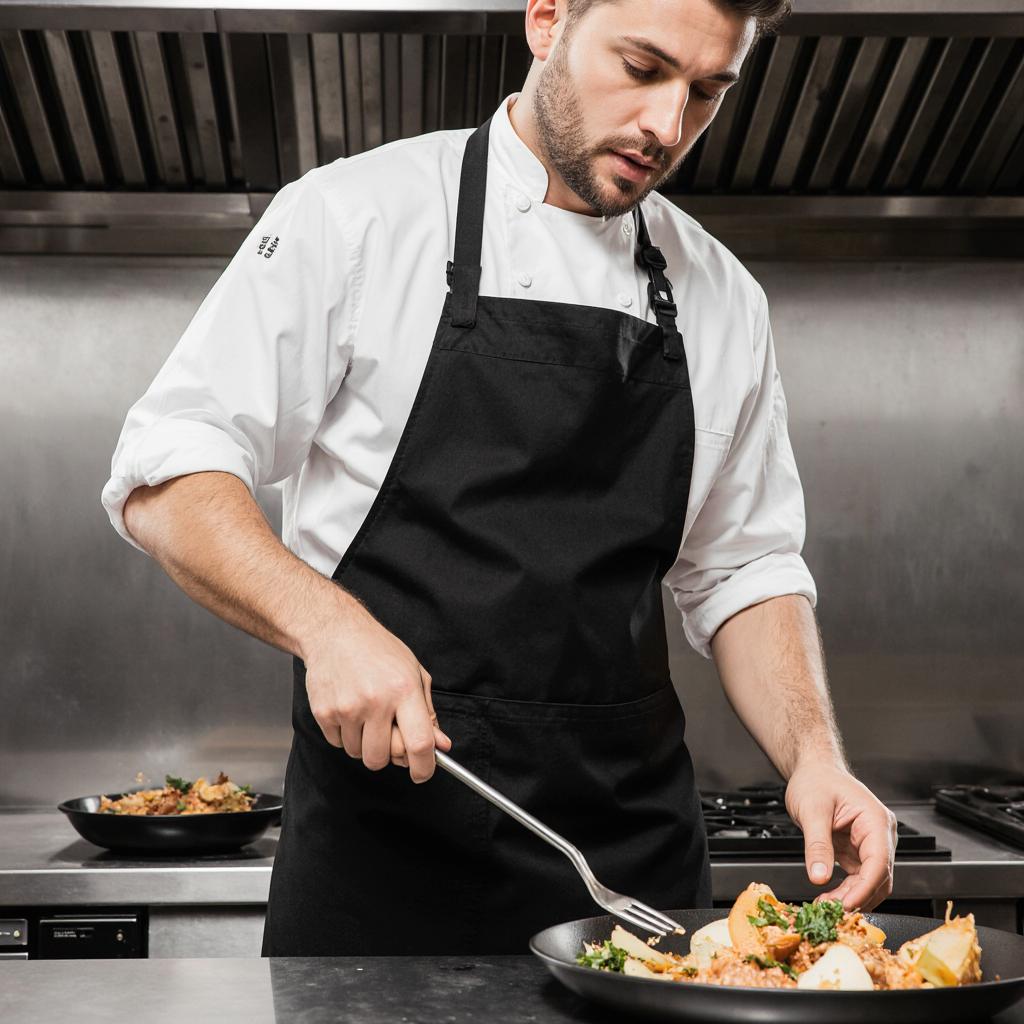 Chef Bib Apron - Black - Image 2