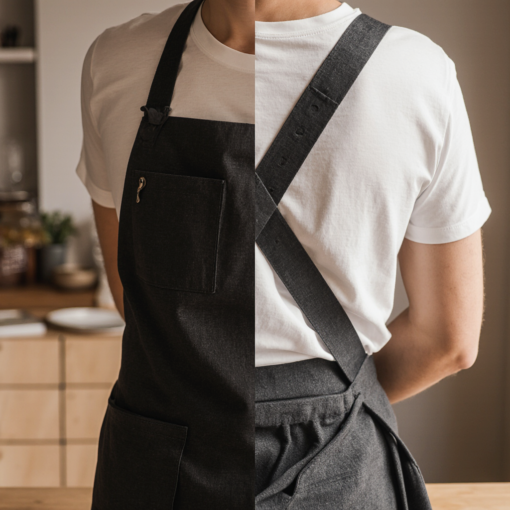 Cross-Back Apron - Charcoal - Image 4
