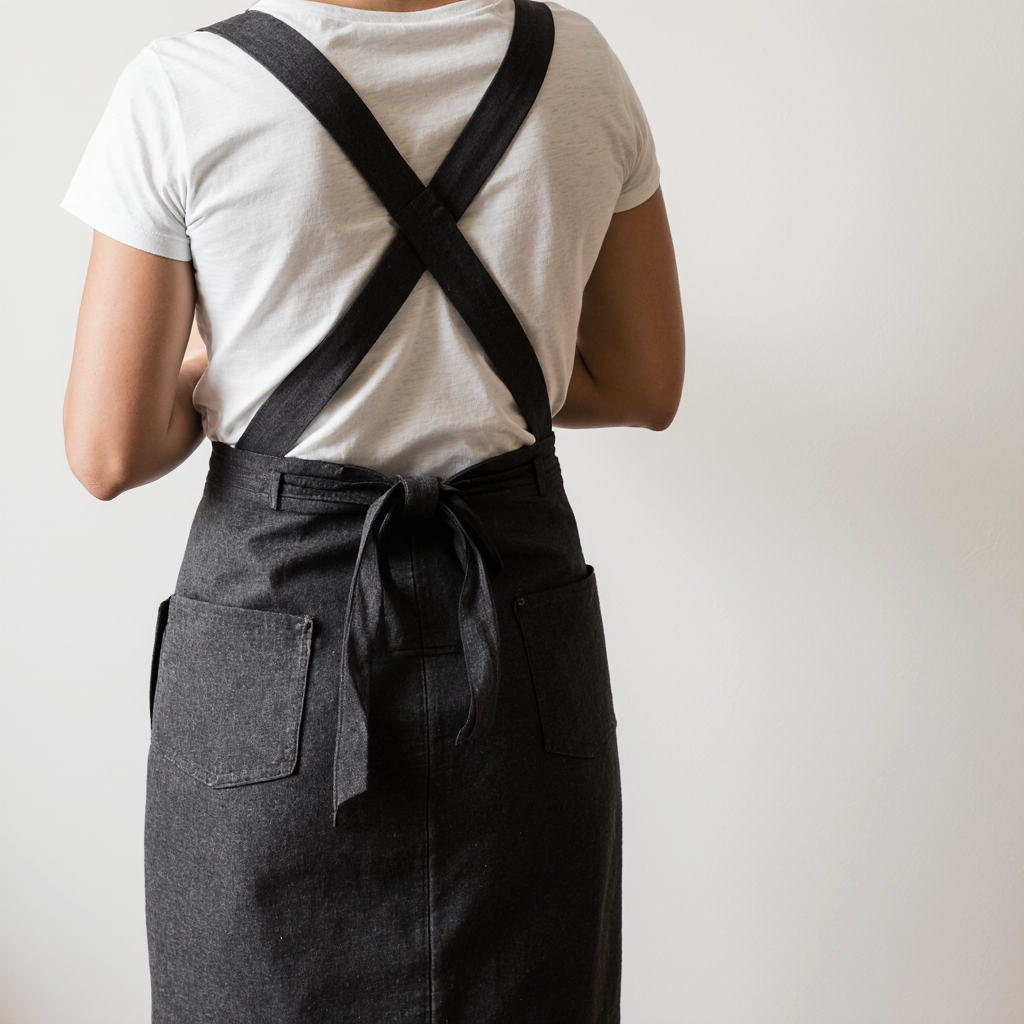 Cross-Back Apron - Charcoal - Image 3