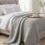 Cotton Waffle Blanket - Light Grey