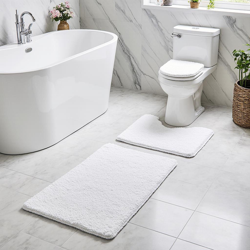 Cotton Bath Mat Set - White - Image 2