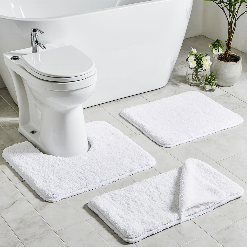 Cotton Bath Mat Set - White - Image 4