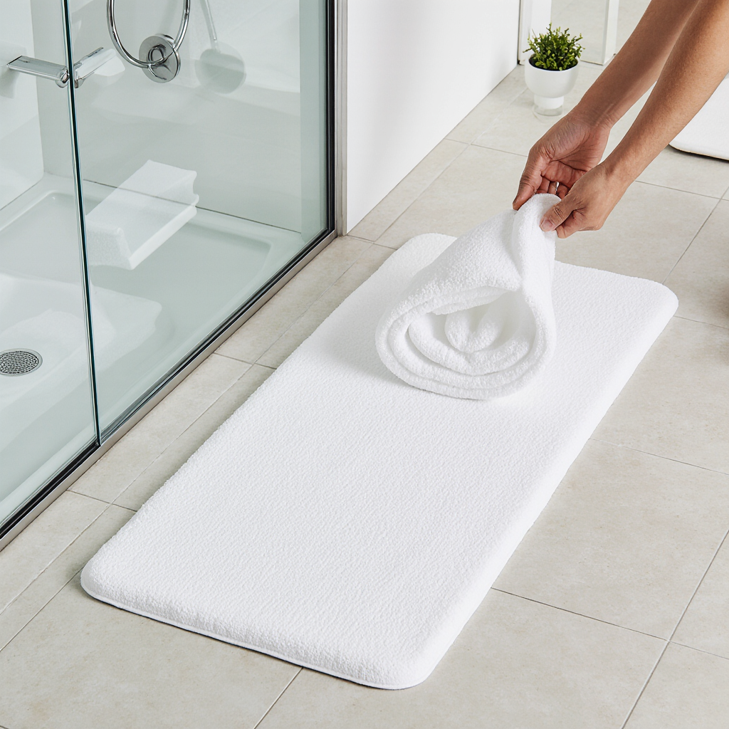 Memory Foam Bath Mat - White - Image 3